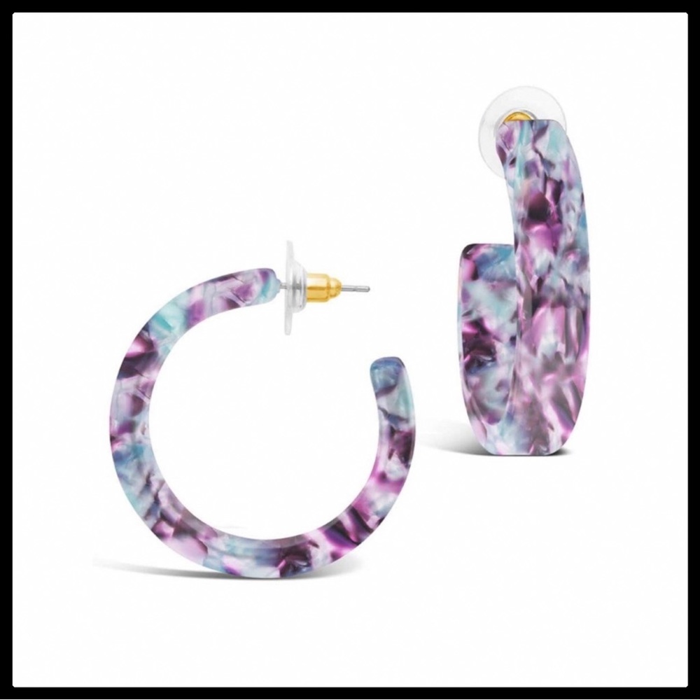 Sterling Forever Water Lily 38mm Resin Hoop Earrings